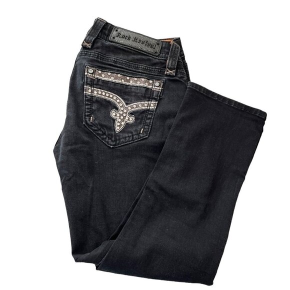 Rock Rivival Sherry Stretch Cropped Jean in Black Women's Size 28" Luxury Denim - Picture 1 of 14